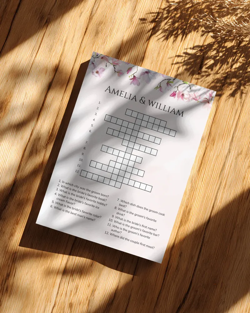 Wedding crossword puzzle – personalized and ready in 5 minutes