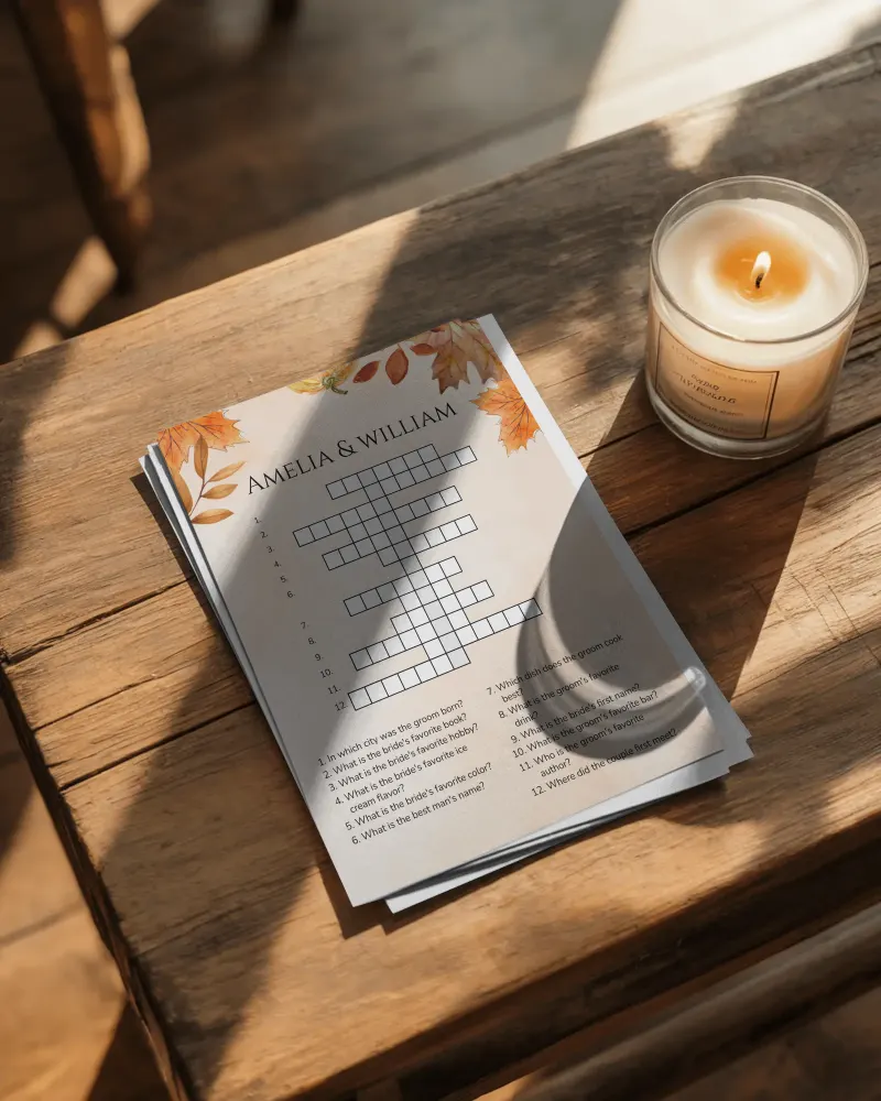 Wedding crossword maker – personalized puzzle – ready in 5 minutes
