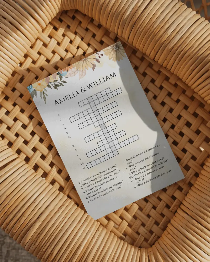 Wedding game – online wedding crossword maker – fun and easy